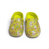 BUNNY PRINTED CLOGS - NEON GREEN