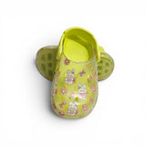 BUNNY PRINTED CLOGS - NEON GREEN