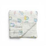 LITTLE DINO PRINT 6 LAYERS 100% MUSLIN TOWEL LARGE - WHITE