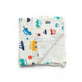 VEHICLE PRINT 6 LAYERS 100% MUSLIN TOWEL LARGE - WHITE