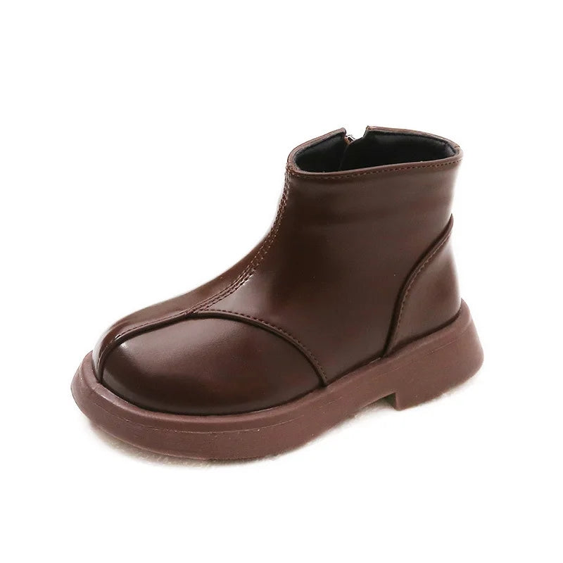 CLASSIC SOLID ZIPPER BOOTS - BROWN