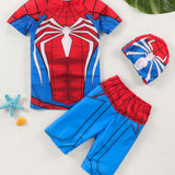SPIDER WEB 2 PIECE SWIMSUIT - BLUE & RED