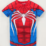 SPIDER WEB 2 PIECE SWIMSUIT - BLUE & RED