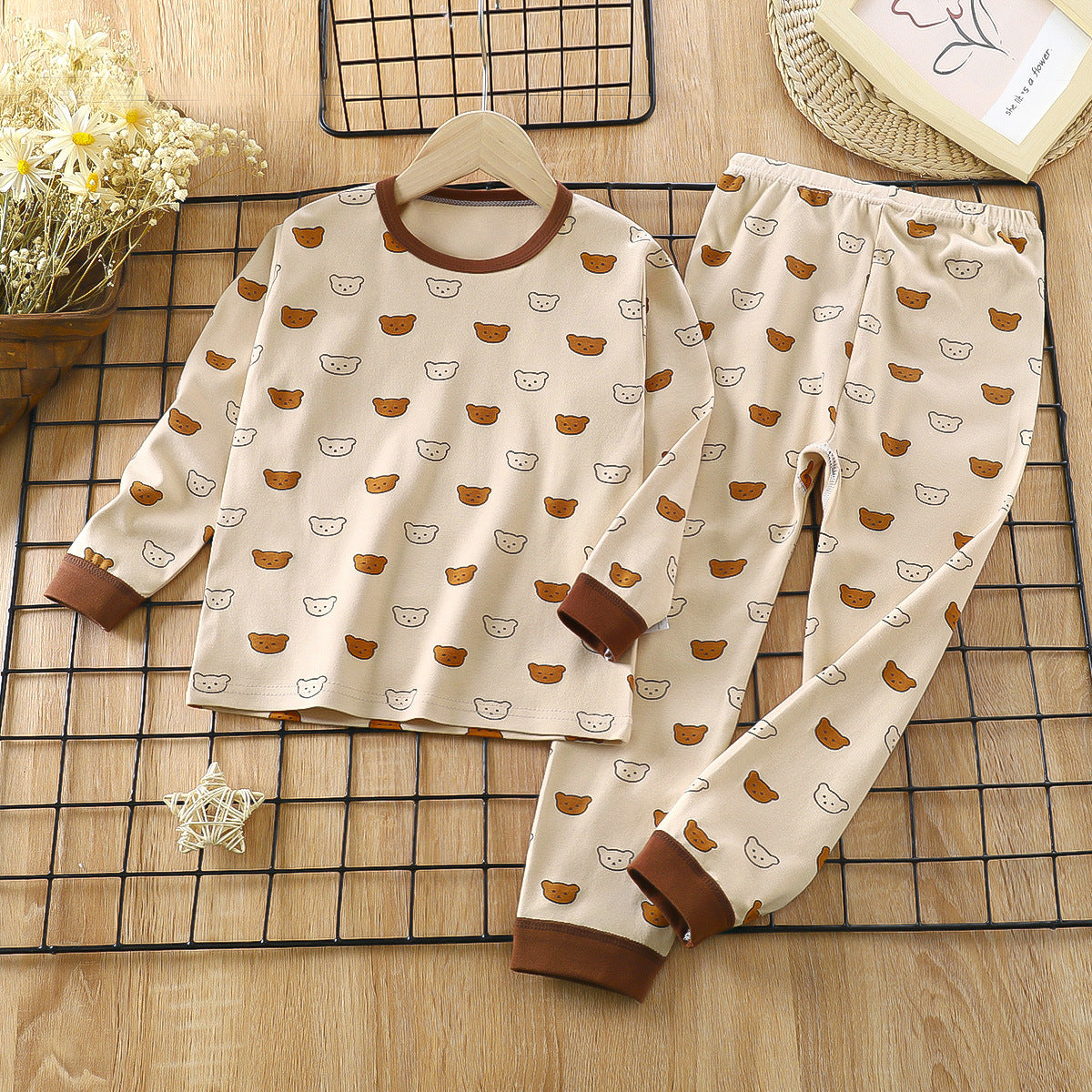 BEAR PRINT CO-ORD SET - BROWN