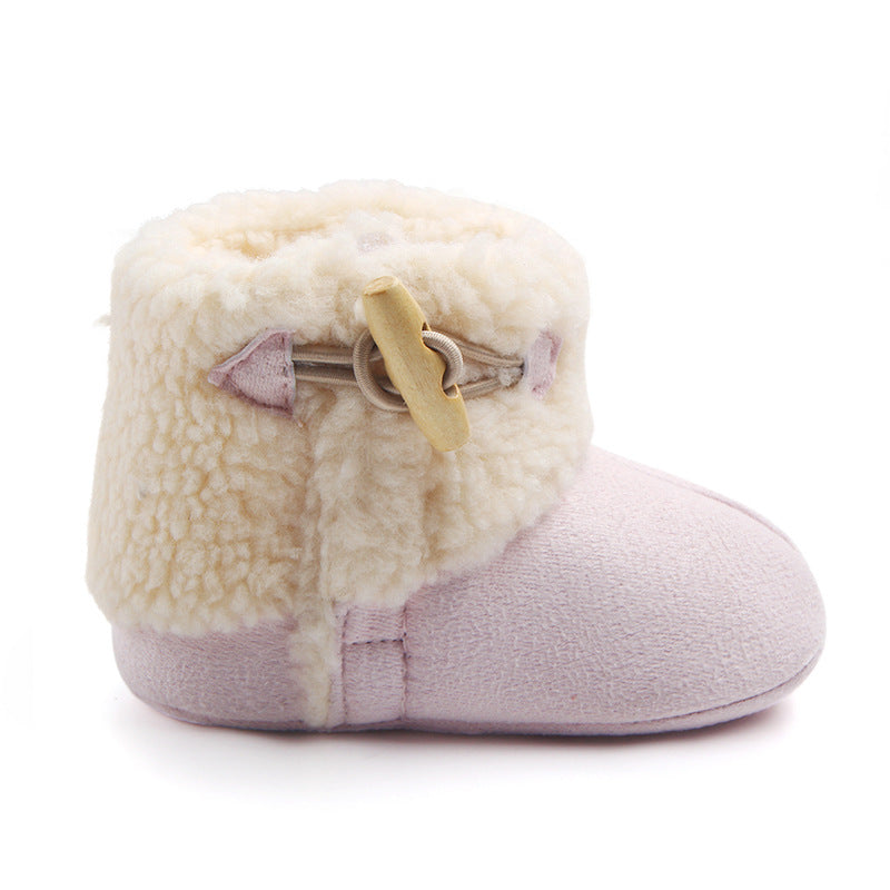 BUTTON APPLIQUE HIGH TOP BOOTIES - LIGHT PINK