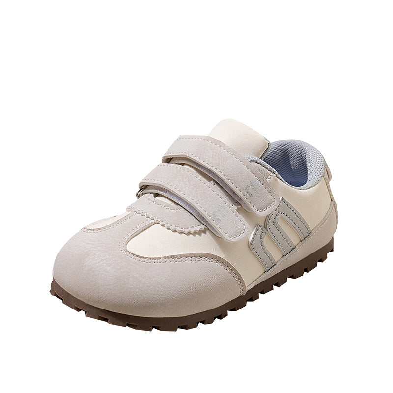 SHINY DOUBLE VELCRO SNEAKERS - WHITE & GREY
