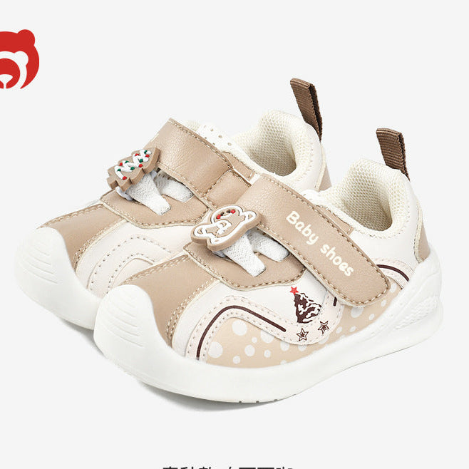 CHARM APPLIQUE POLKA DOTS PRINTED PREWALKER SHOES - BROWN