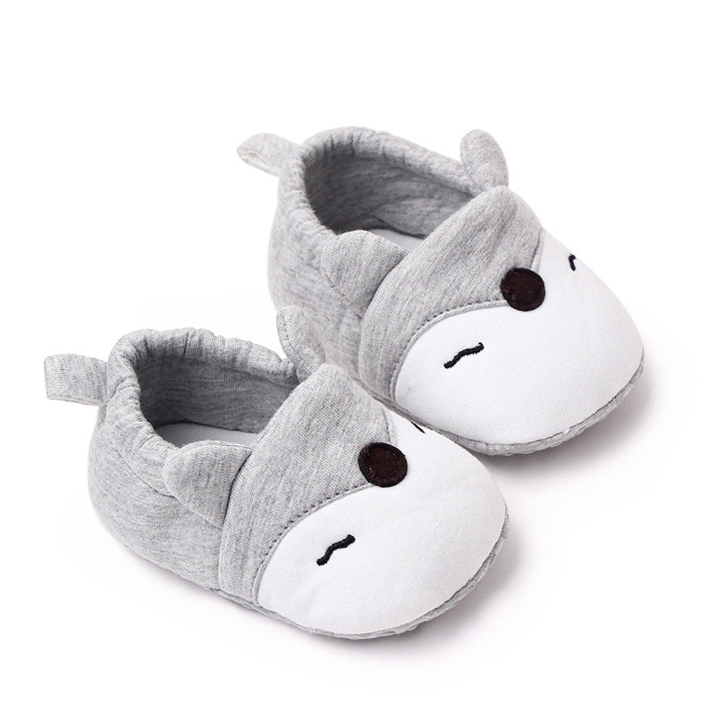 CARTOON FACE SLIP-ON BOOTIES - GREY