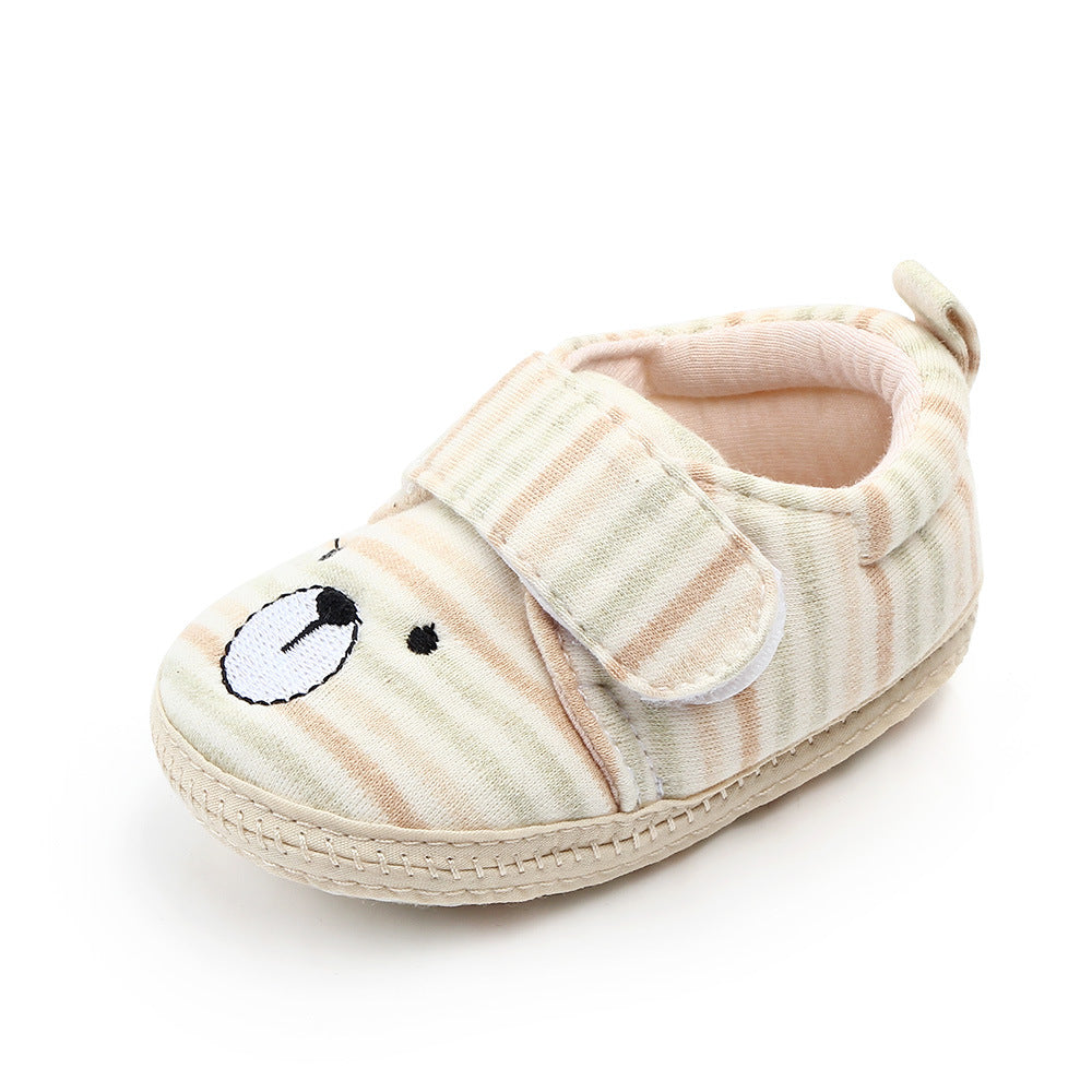 STRIPES DETAILED CARTOON FACE BOOTIES - BEIGE