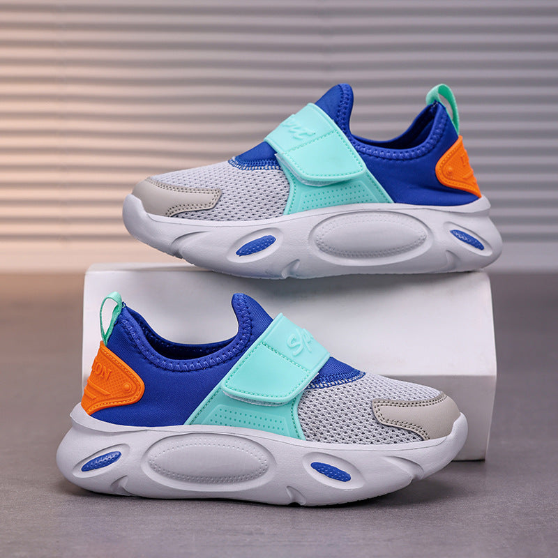DUAL COLOR VELCRO SHOES - BLUE