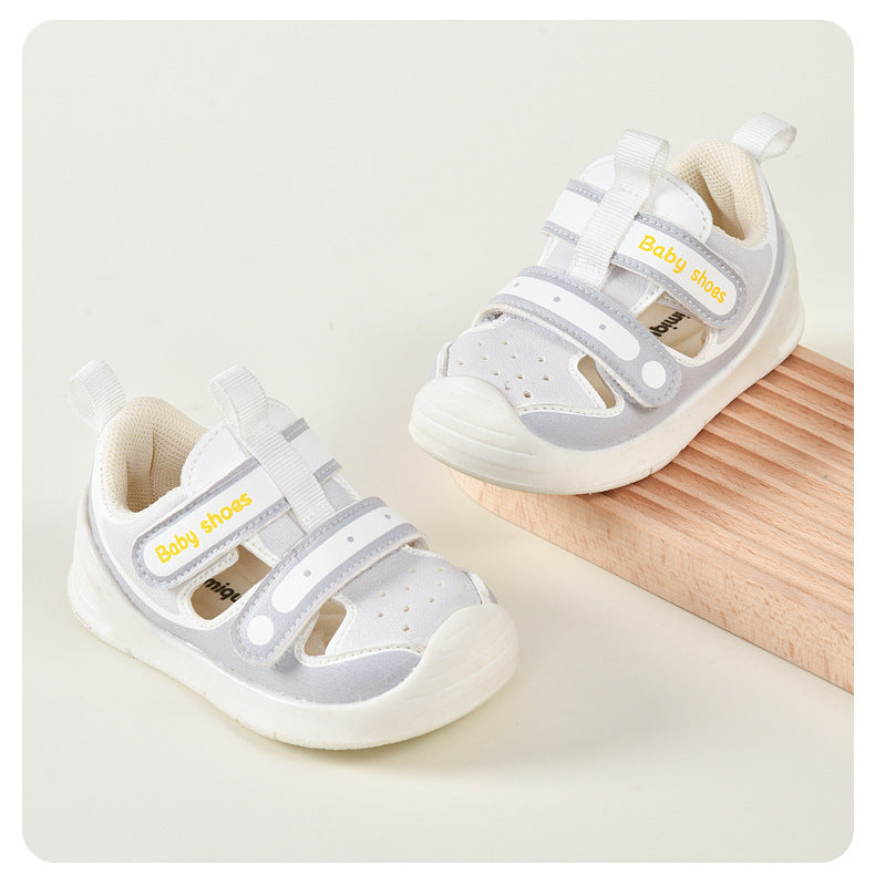 POLKA DOTS PRINTED SANDAL STYLE PREWALKER SHOES - GREY