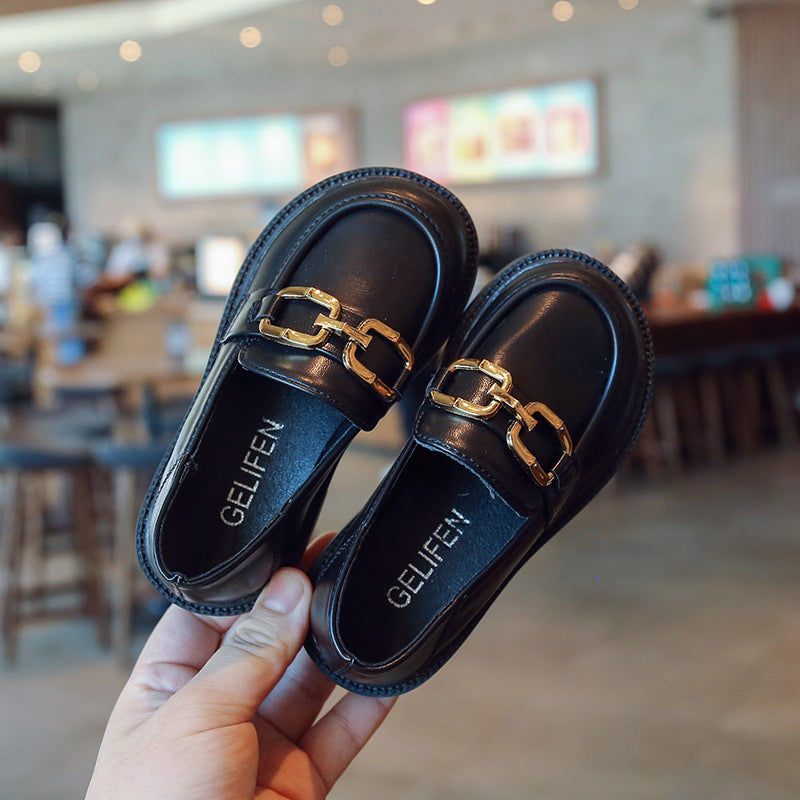 BUCKLE APPLIQE LOAFERS - BLACK