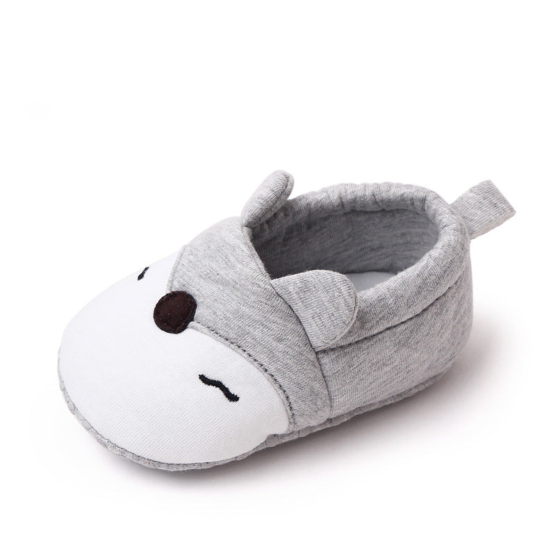 CARTOON FACE SLIP-ON BOOTIES - GREY
