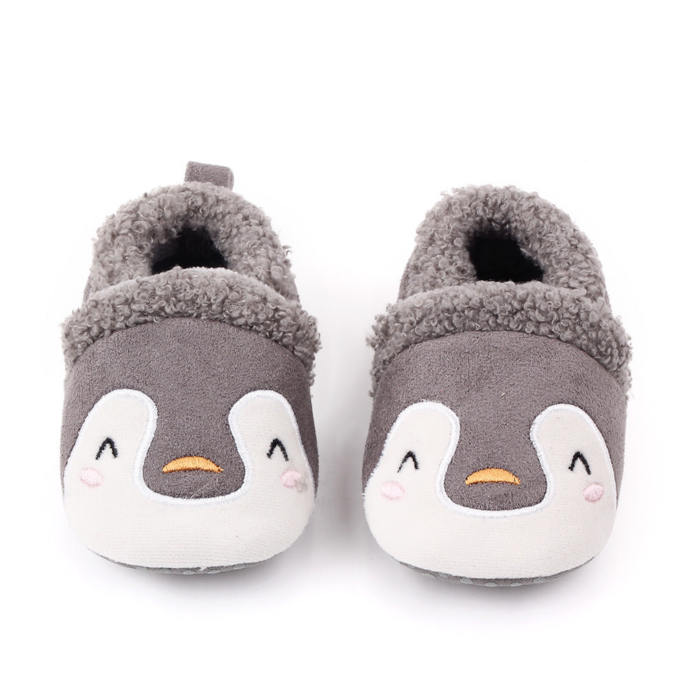 PENGUIN FACE SLIP-ON BOOTIES - GREY