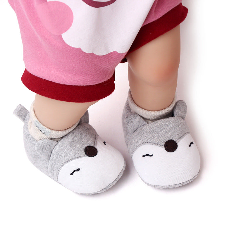 CARTOON FACE SLIP-ON BOOTIES - GREY