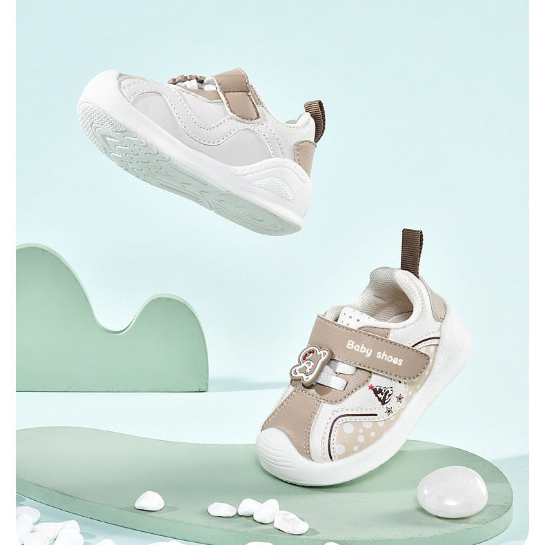 CHARM APPLIQUE POLKA DOTS PRINTED PREWALKER SHOES - BROWN