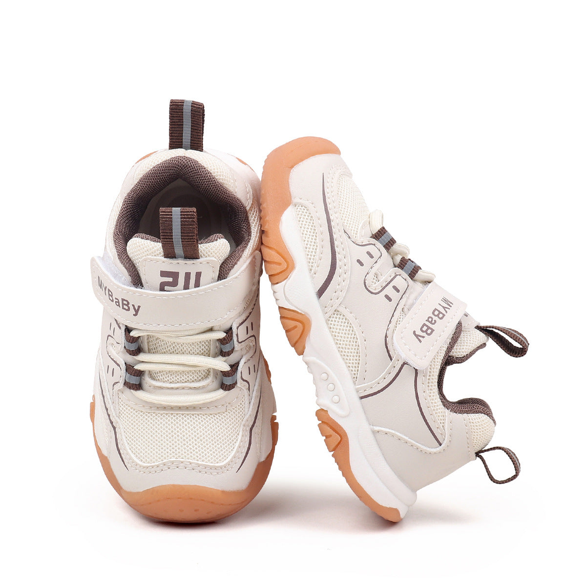 LACE DESIGN VELCRO CLOSURE PREWALKER SHOES - BROWN