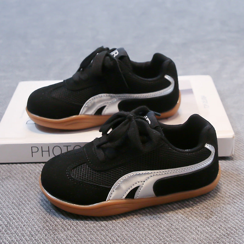 COLOR BLOCK VELCRO SNEAKERS - BLACK & SILVER