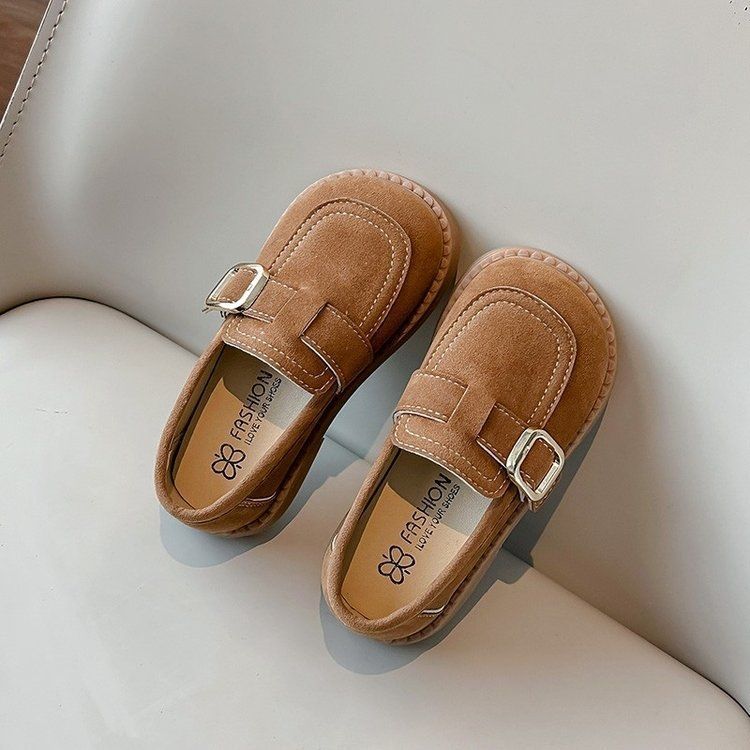 BUCKLE SUEDE LOAFERS - BROWN