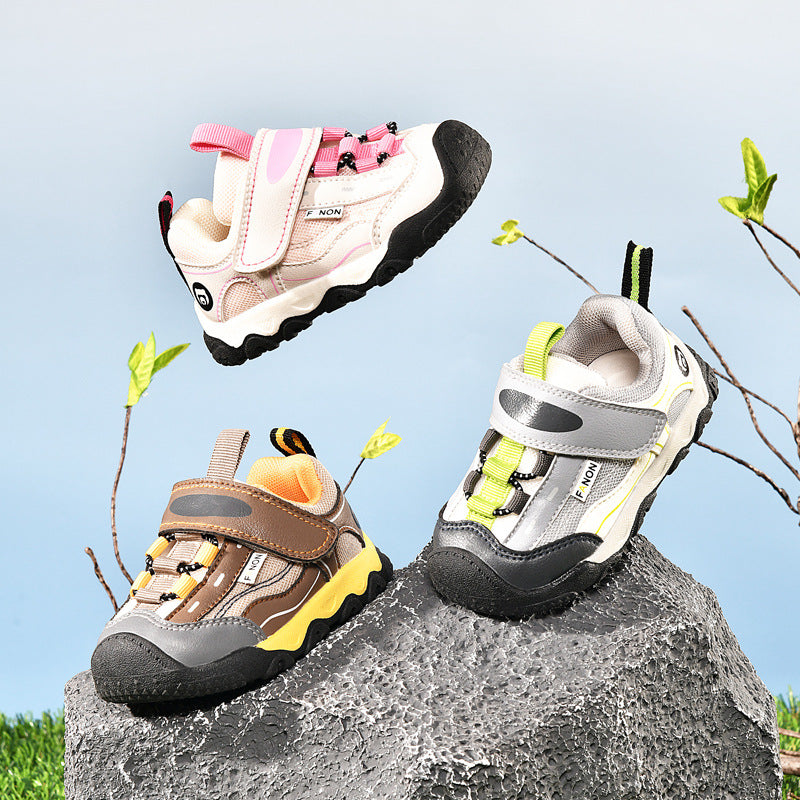 COLOR BLOCK PREWALKER SHOES - BROWN