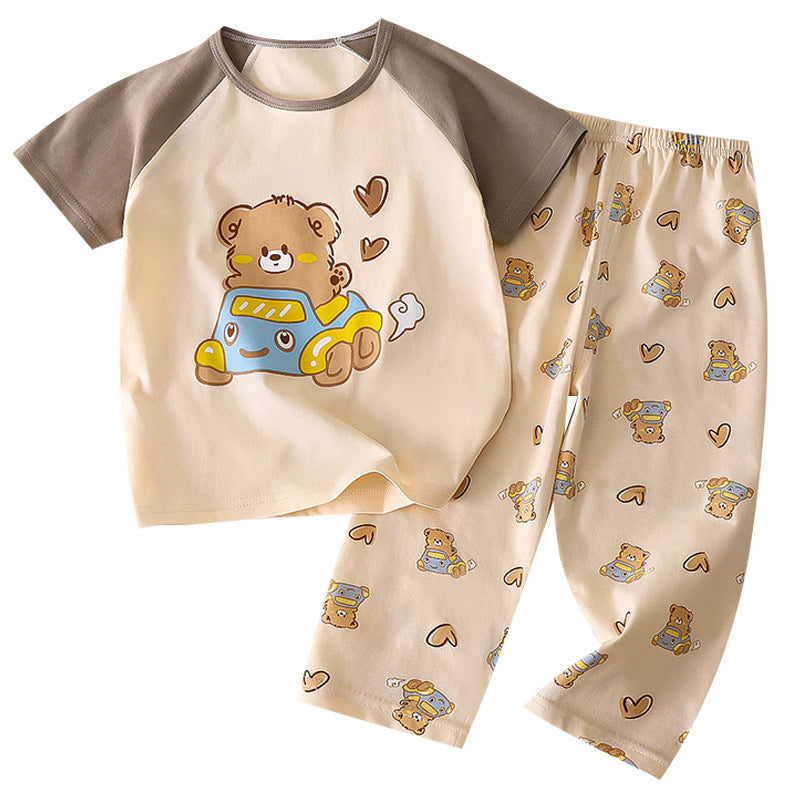 BEAR IN CAR  PRINT CO-ORD SET - BROWN