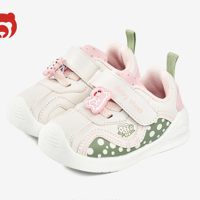 CHARM APPLIQUE POLKA DOTS PRINTED PREWALKER SHOES - PINK