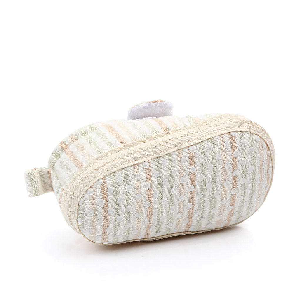 STRIPES DETAILED CARTOON FACE BOOTIES - BEIGE