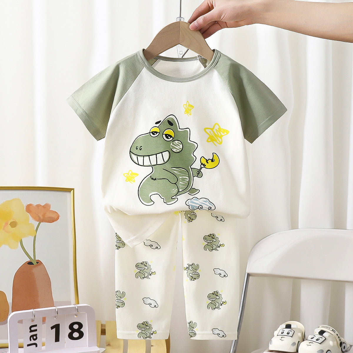 DINO PRINT NIGHT SUIT - GREEN