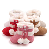 HEART PRINT POM POM APPLIQUE HIGH TOP BOOTIES - PINK