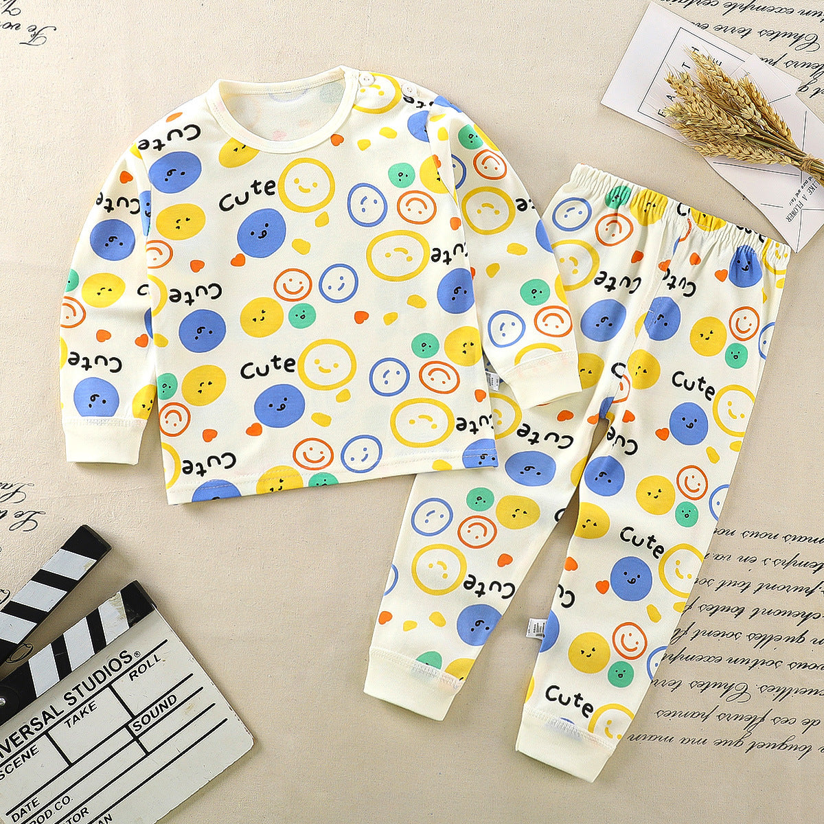 SMILEY PRINT CO-ORD SET - CREAM