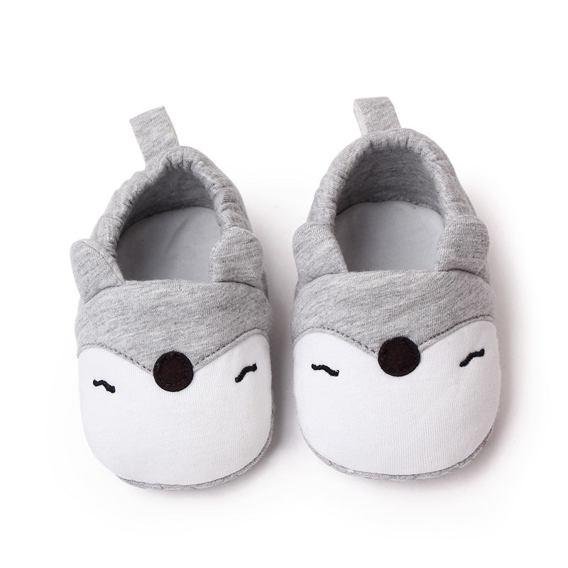 CARTOON FACE SLIP-ON BOOTIES - GREY