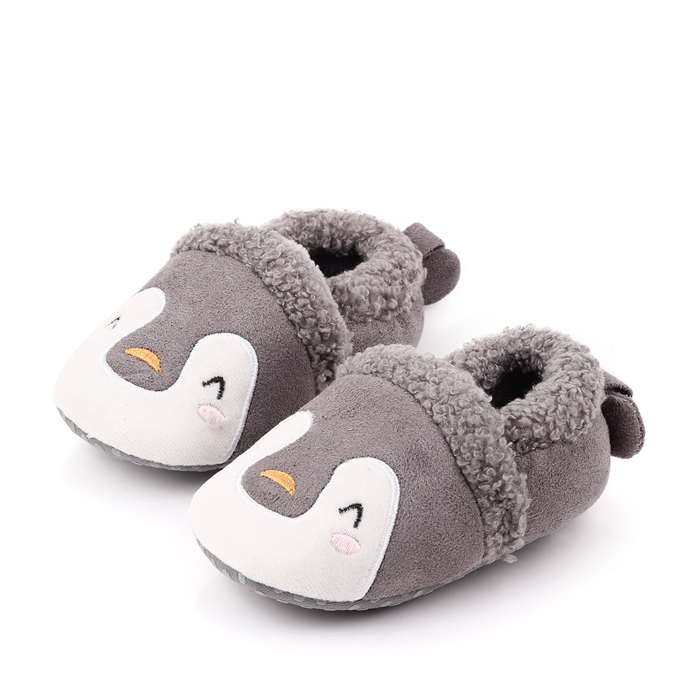 PENGUIN FACE SLIP-ON BOOTIES - GREY