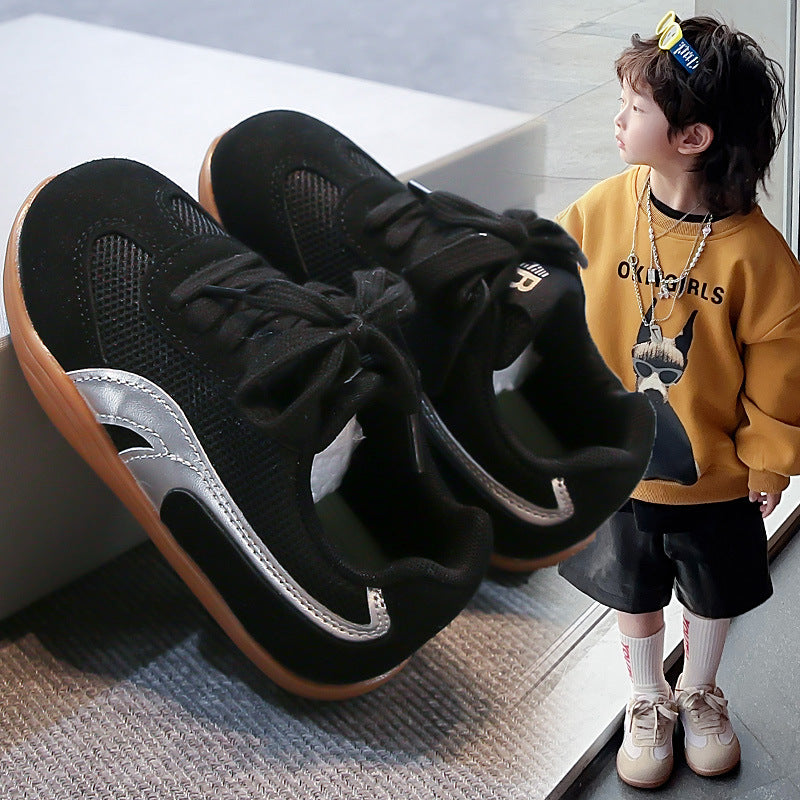 COLOR BLOCK VELCRO SNEAKERS - BLACK & SILVER