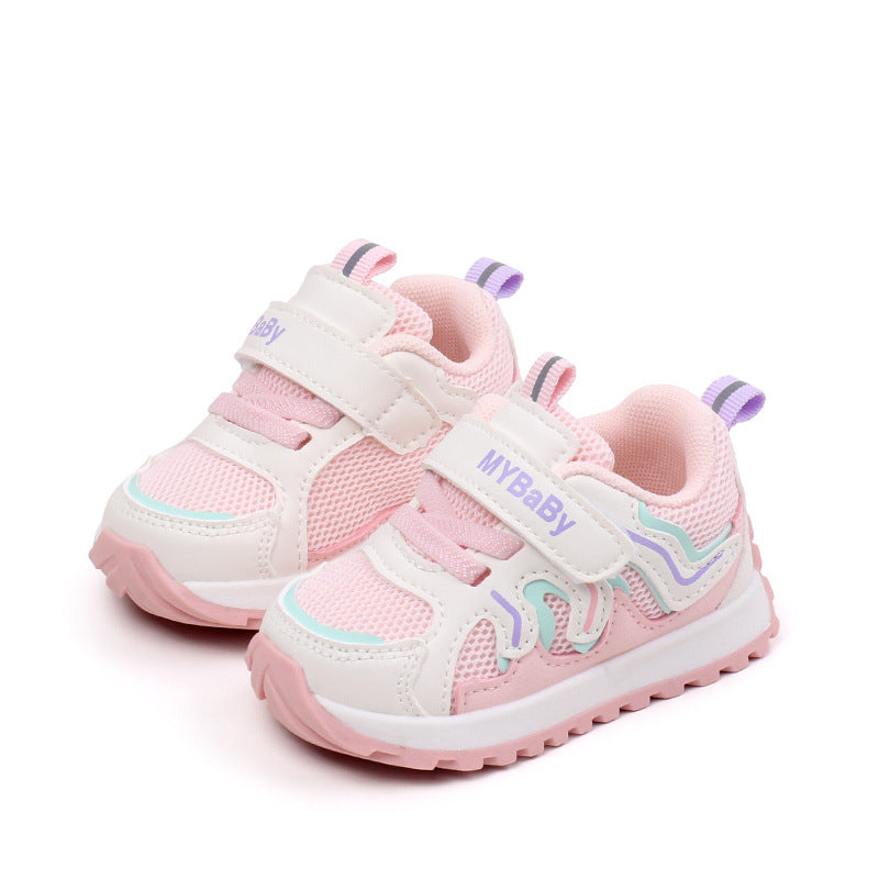 SIDE PATCH DETAILED PREWALKER SHOES - LIGHT PINK