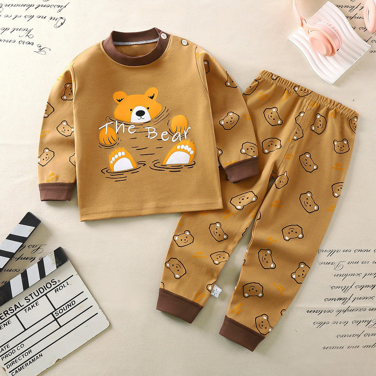 THE BEAR PRINT CO-ORD SET - BROWN