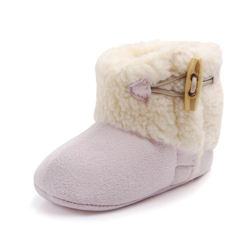 BUTTON APPLIQUE HIGH TOP BOOTIES - LIGHT PINK