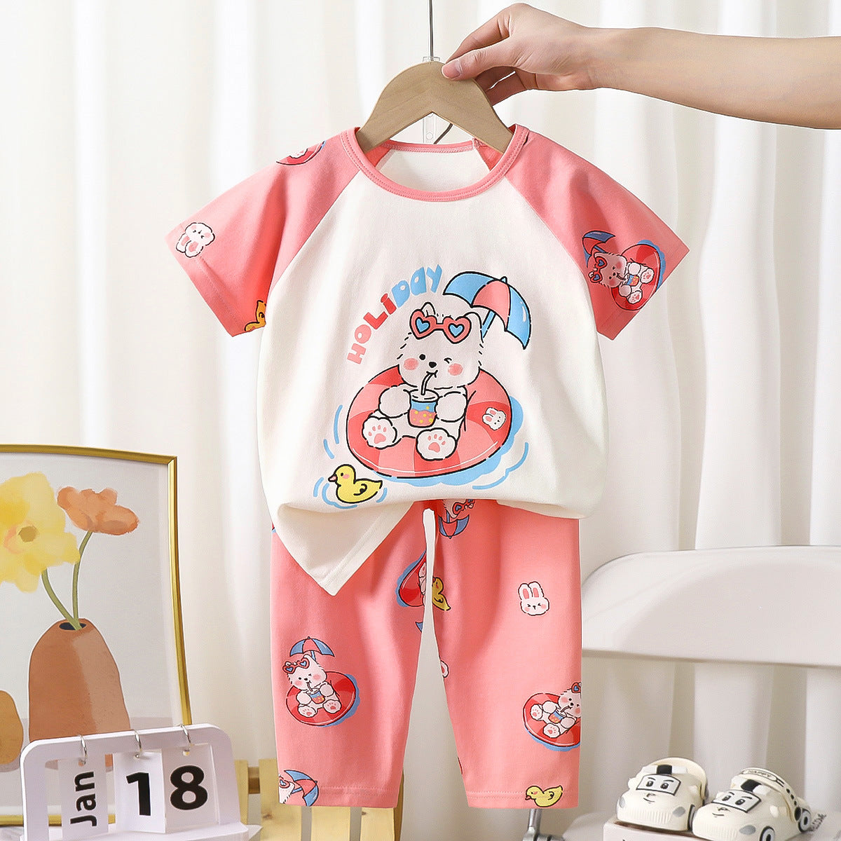 COOL BEAR PRINT CO-ORD SET - PINK