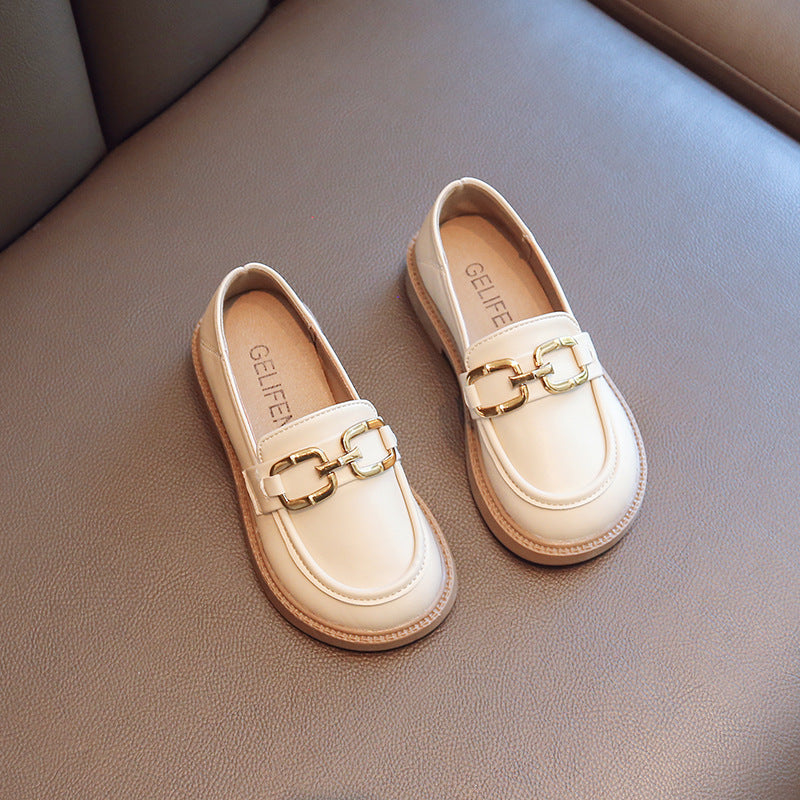 BUCKLE APPLIQE LOAFERS - WHITE