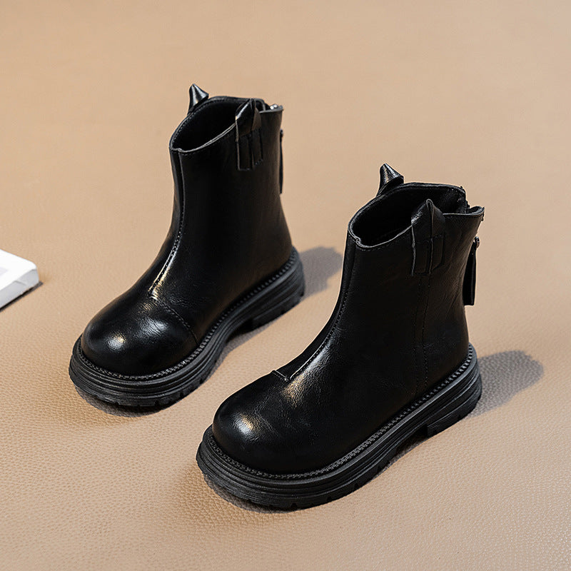 SOLID ZIP-UP WINTER BOOTS - BLACK
