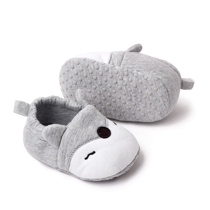 CARTOON FACE SLIP-ON BOOTIES - GREY