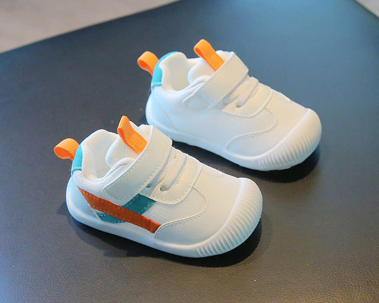 STRIPED PRE-WALKER SHOES - ORANGE & GREEN