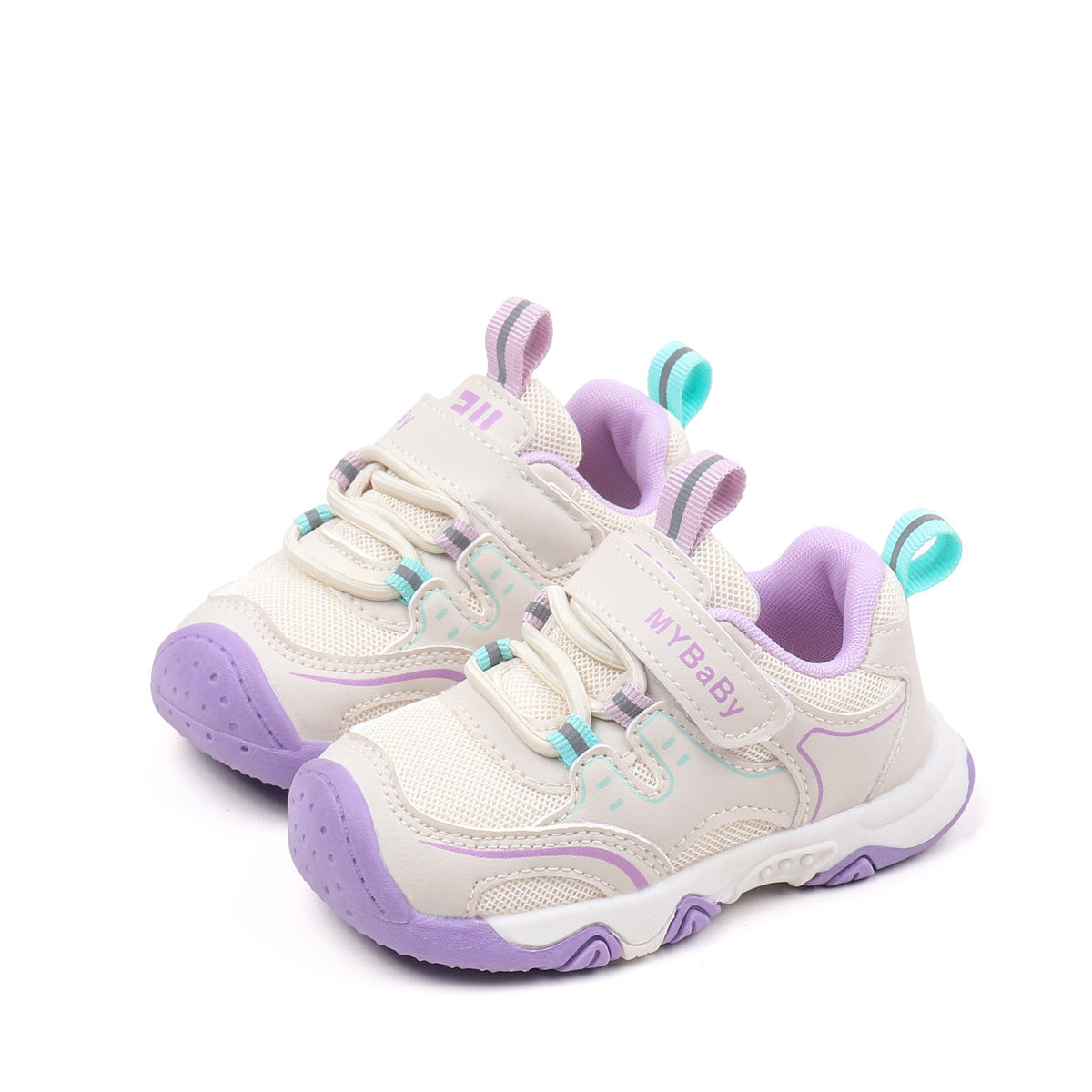 LACE DESIGN VELCRO CLOSURE PREWALKER SHOES - PURPLE