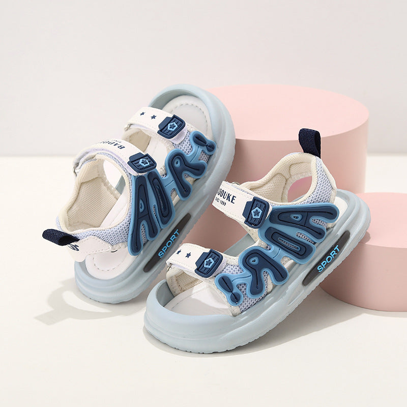AIR PATCH CASUAL SANDALS - WHITE & BLUE