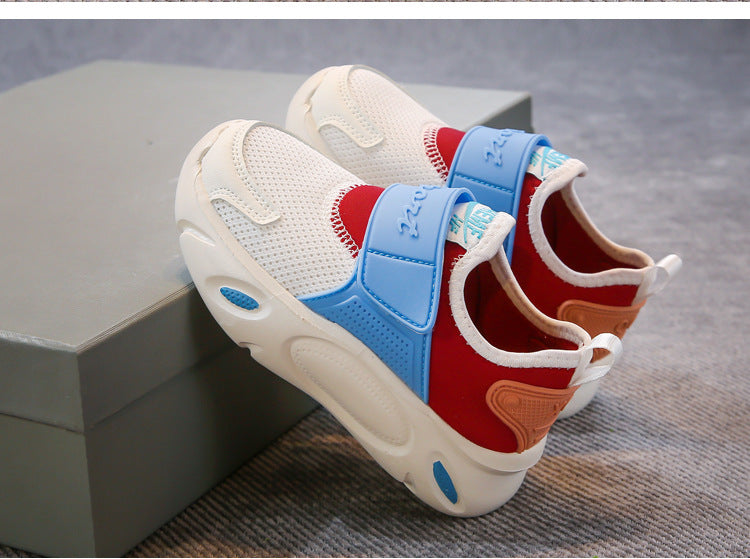 DUAL COLOR VELCRO SHOES - WHITE & RED