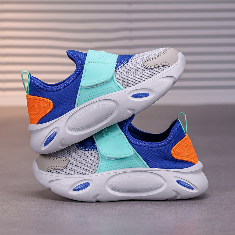 DUAL COLOR VELCRO SHOES - BLUE