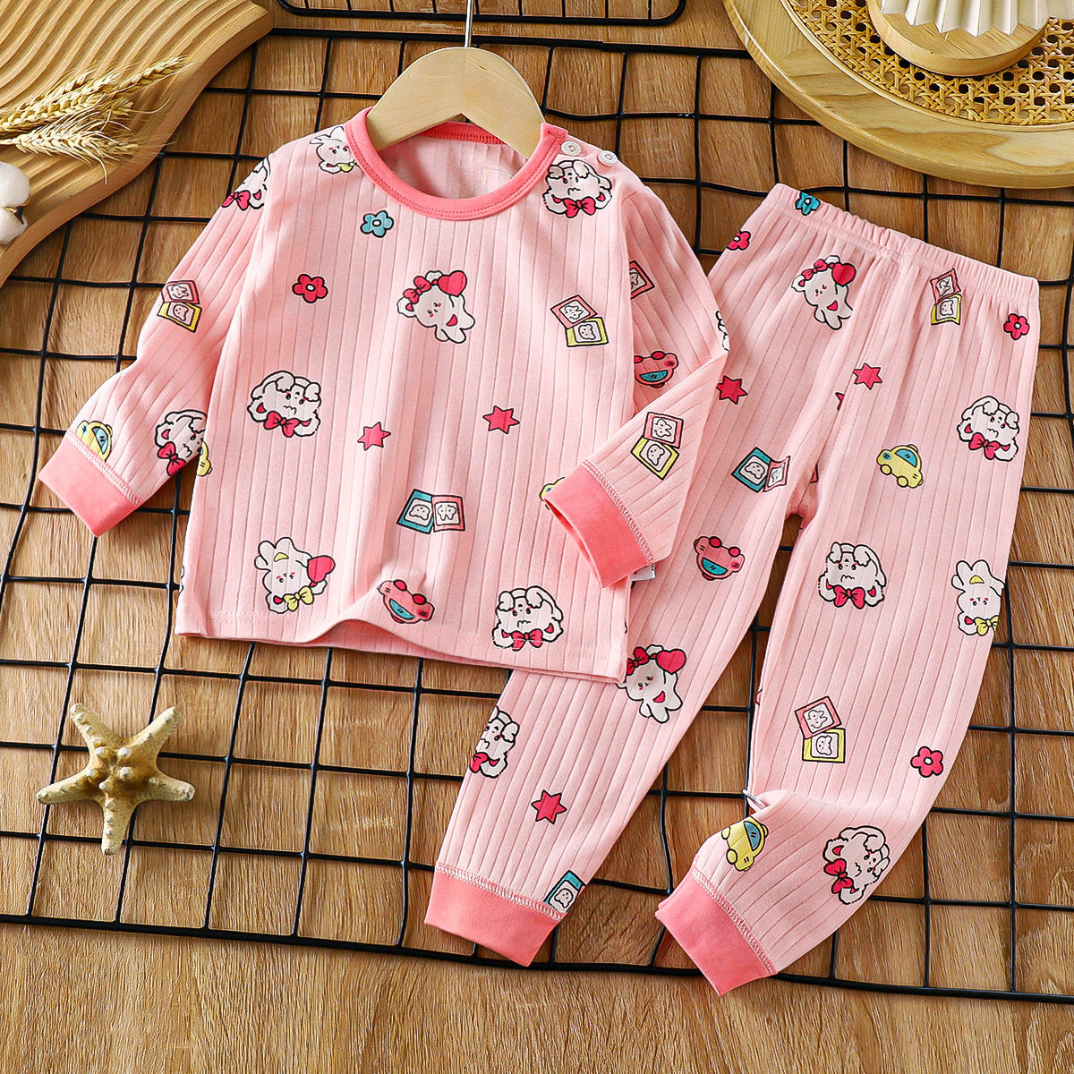 KITTY STARS & CARS PRINT CO-ORD SET - LIGHT PINK