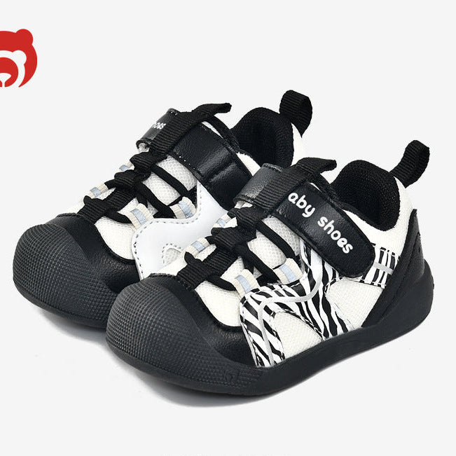 ZEBRA PRINTED PREWALKER SHOES - BLACK