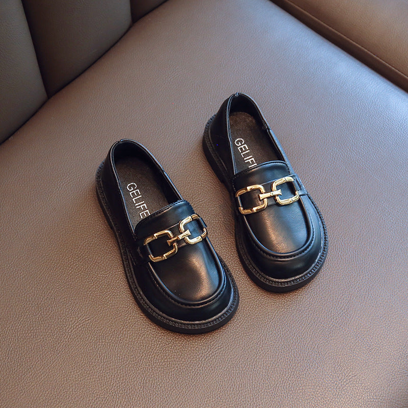 BUCKLE APPLIQE LOAFERS - BLACK
