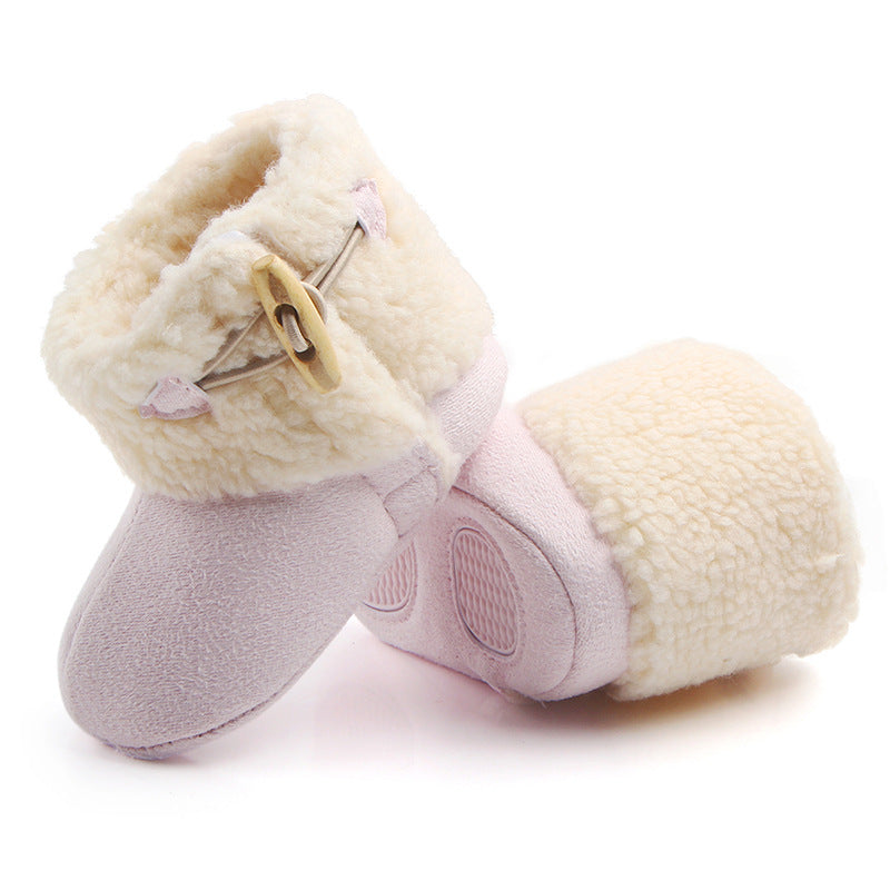 BUTTON APPLIQUE HIGH TOP BOOTIES - LIGHT PINK