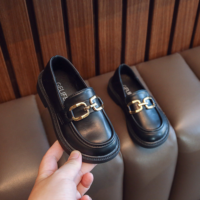 BUCKLE APPLIQE LOAFERS - BLACK